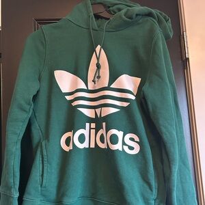 Adidas green  hooded sweatshirt. Unisex, size medium. Runs a little small.